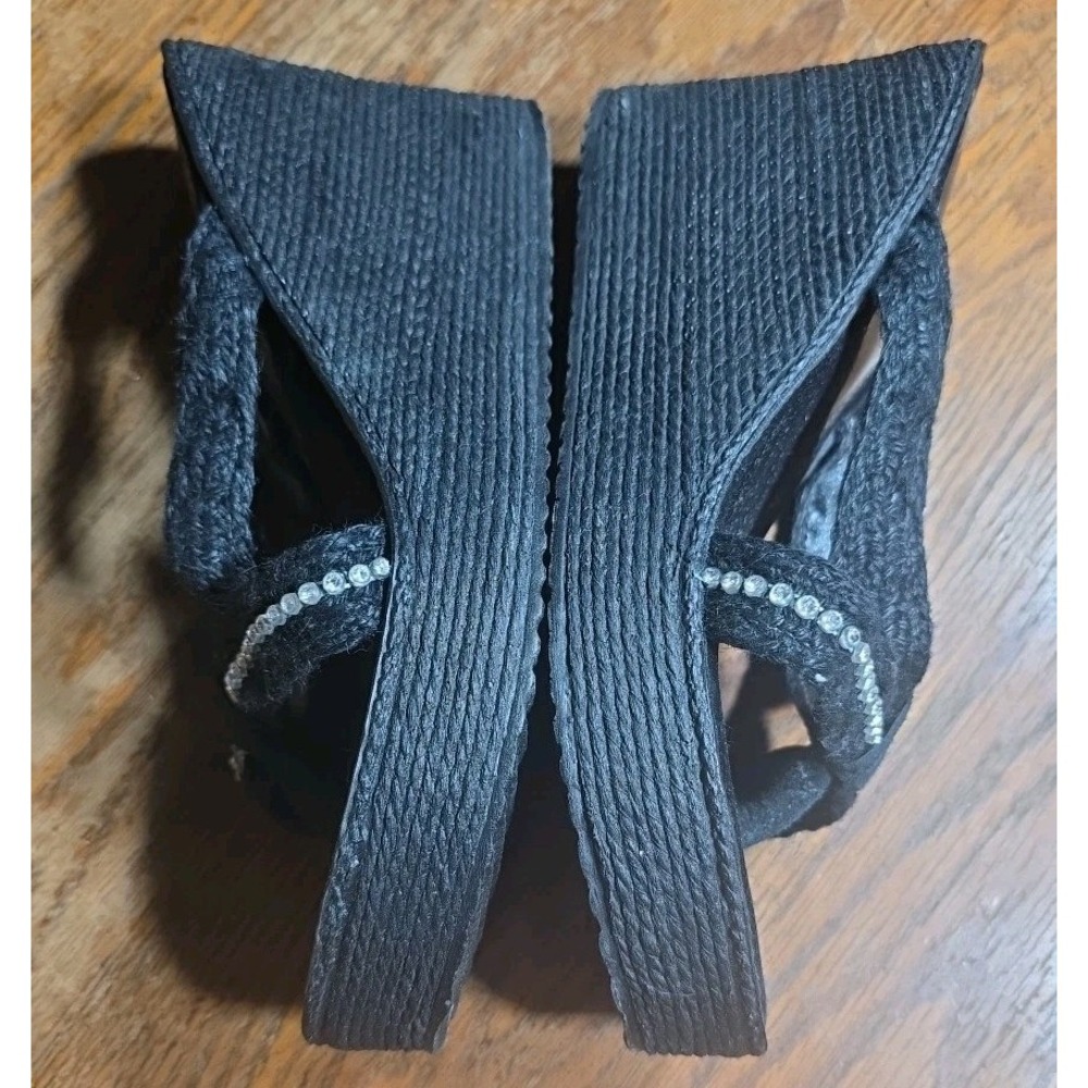 Sbicca Women's Rope Slip-On Wedge Espadrille Sandals Y2K 90s Size 8.5/9 Black